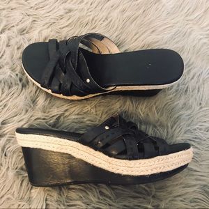 UGG Black Wedge Sandal Size 8